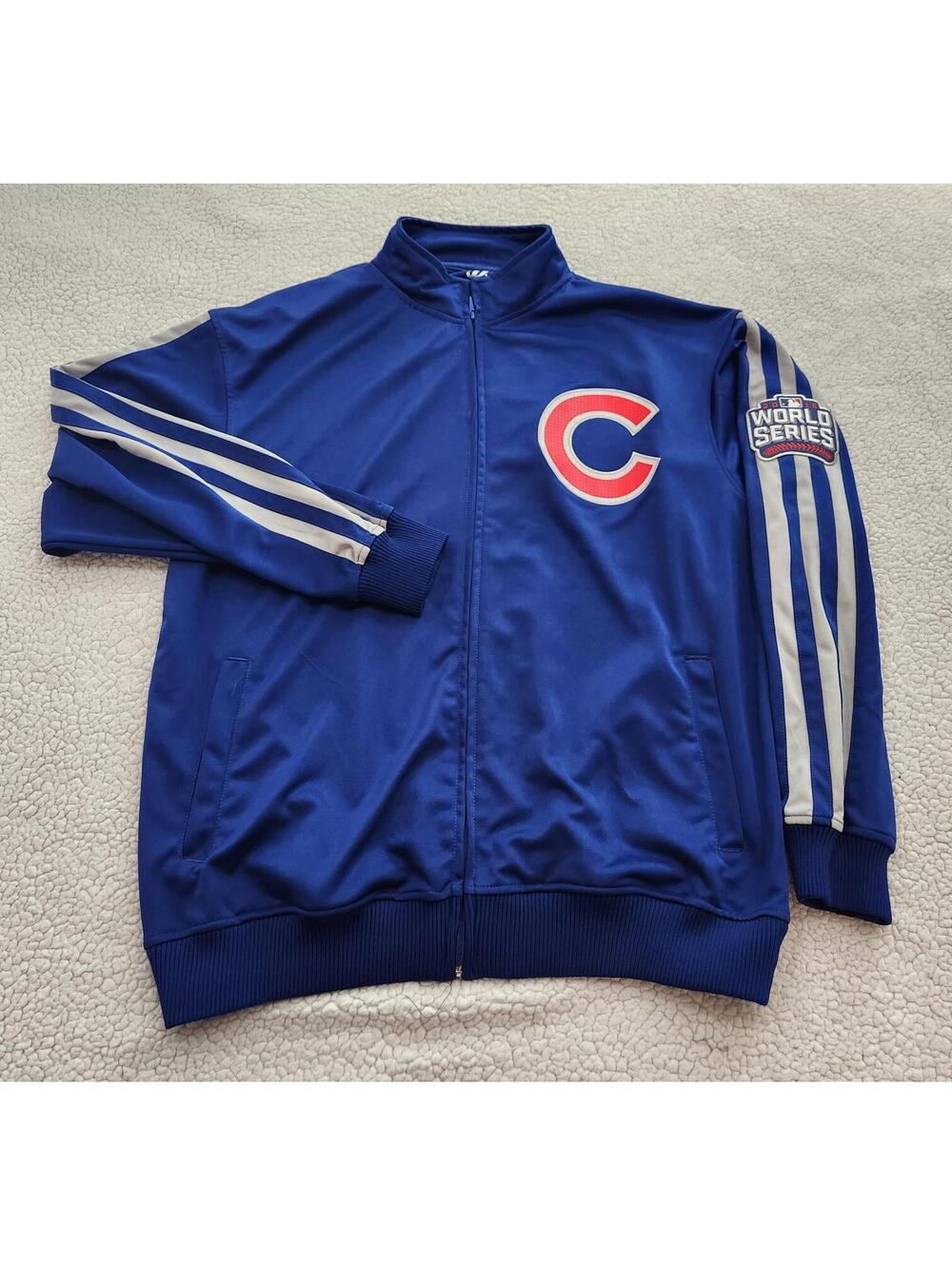 Vntage Dynasty Chicago Cubs 2016 World Series logo patch Full-Zip Jacket Blue XL